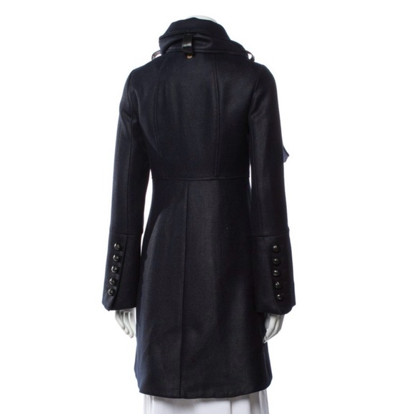 Gorgeous Navy Wool & Leather Mackage Coat - Picture 3 of 4